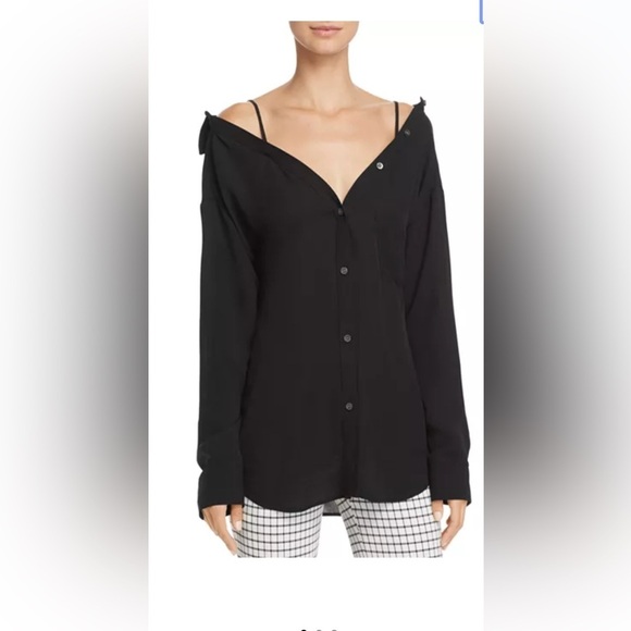 Theory Tamalee Classic Off-the-Shoulder Shirt size 0 or XS - Picture 2 of 13